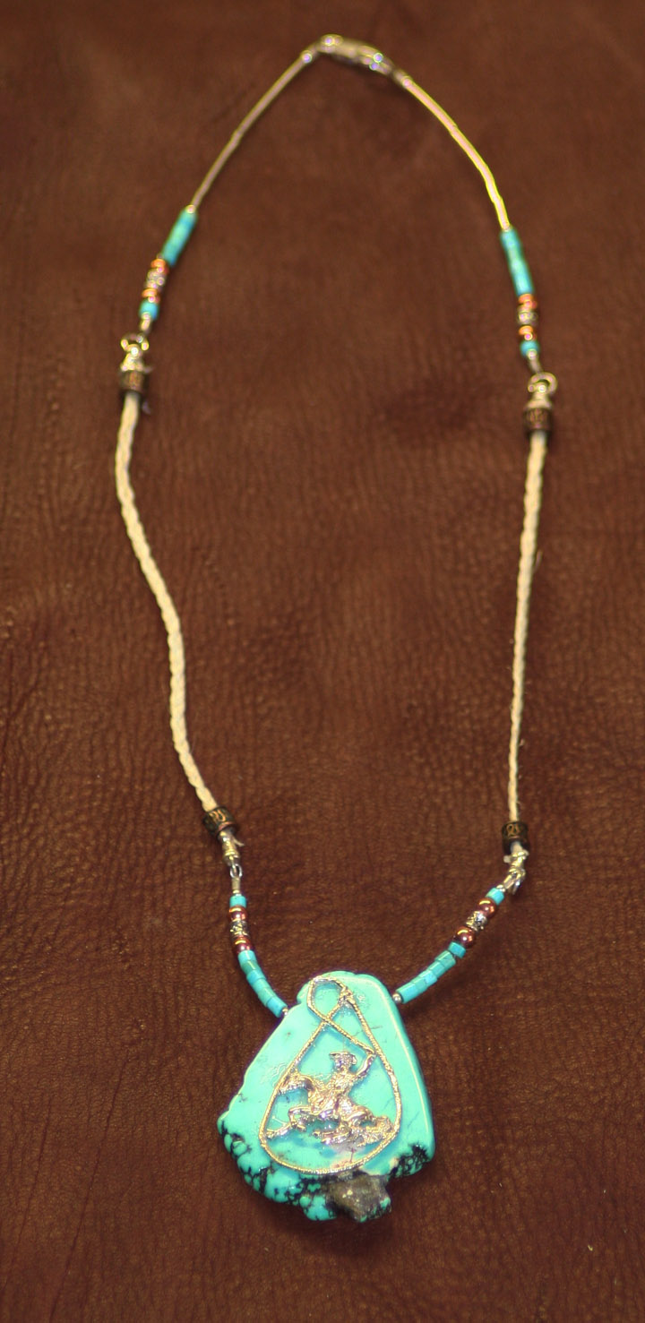 Rodeo horseback roper necklace